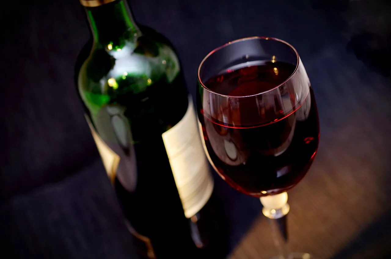 Bottle and glass of red wine